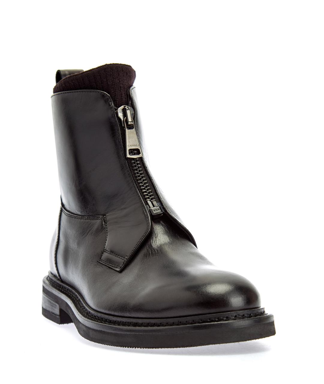 CANALI Черные кожаные высокие ботинки, фото 3