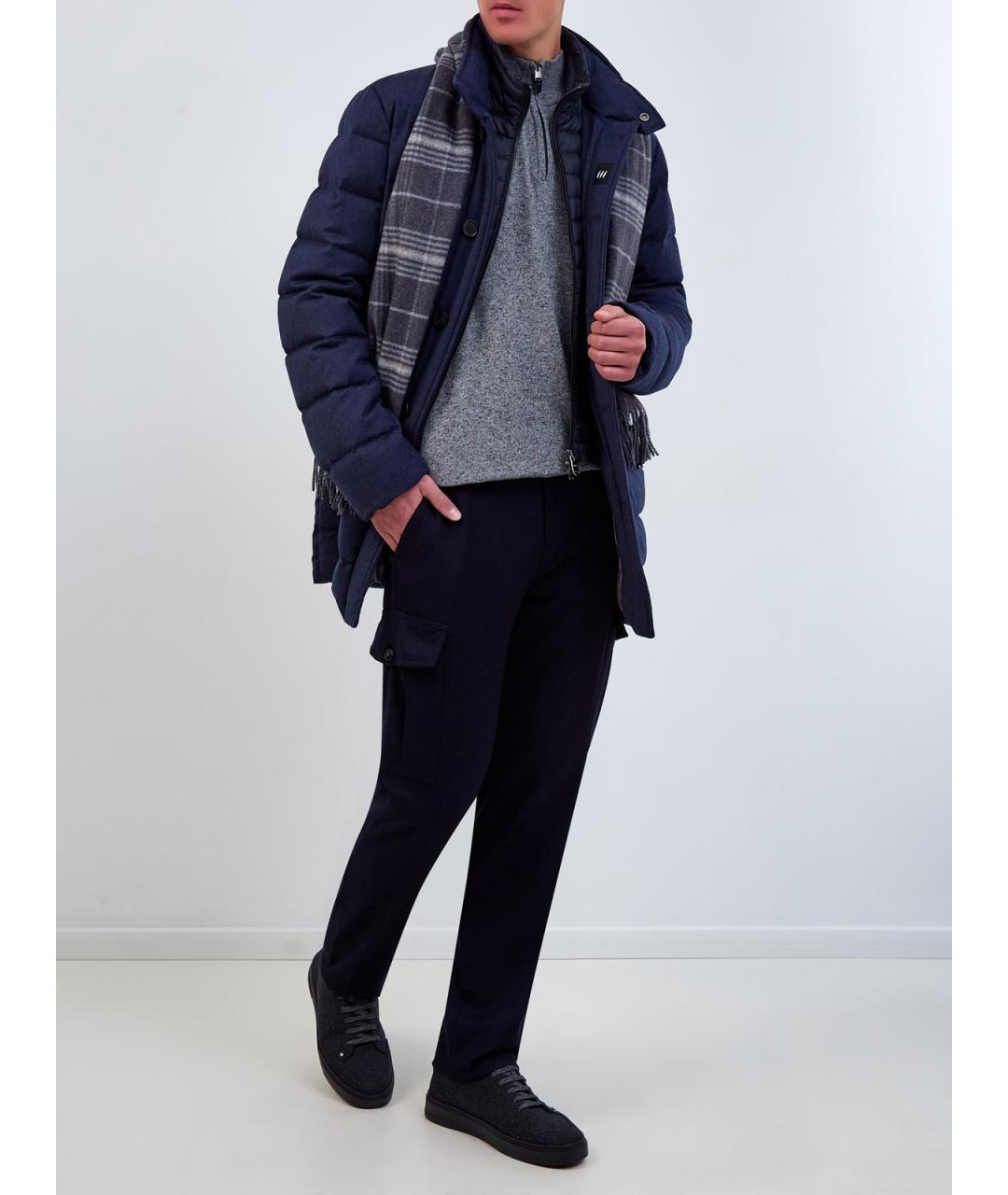 CANALI Синие шерстяные повседневные брюки, фото 2