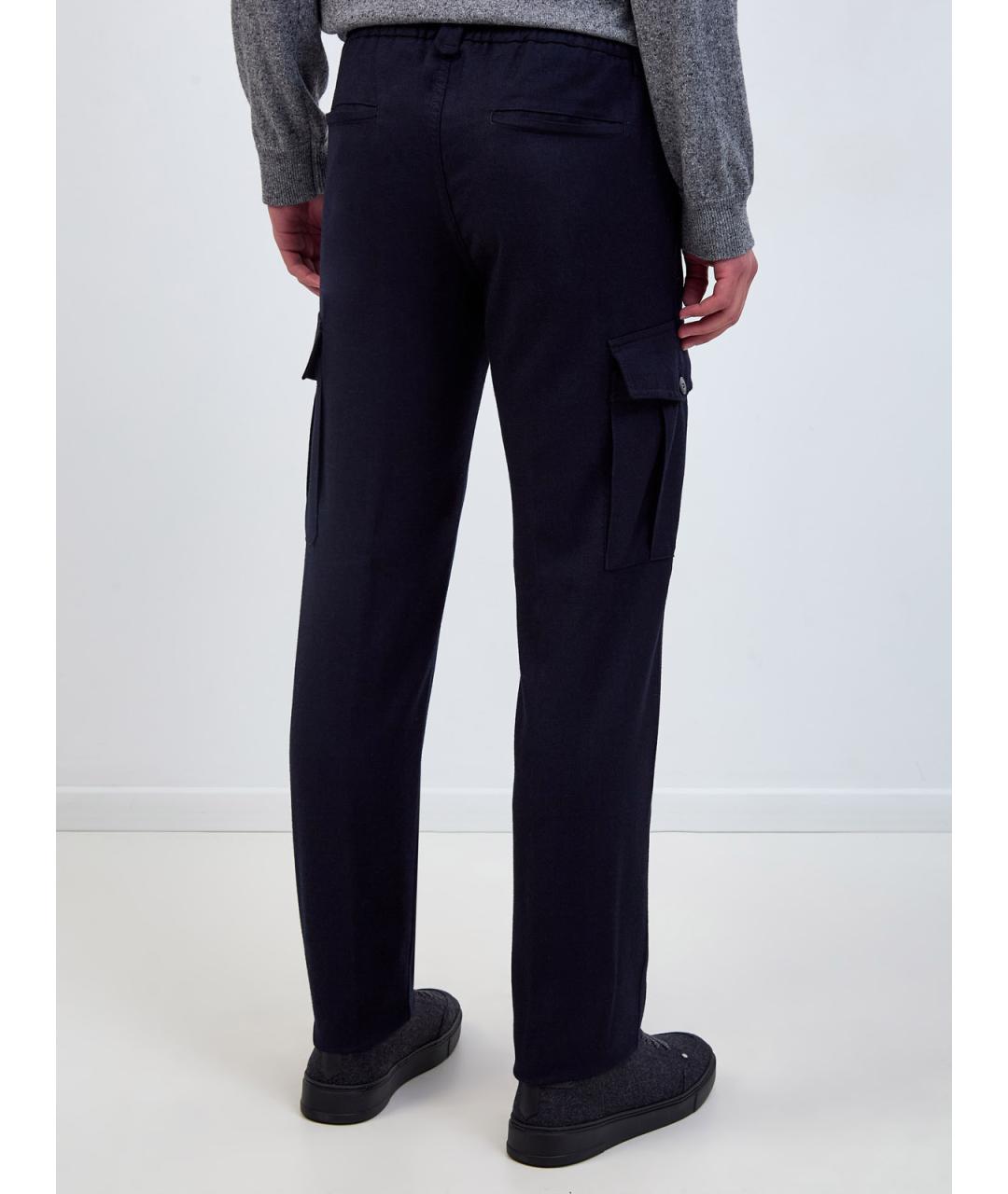 CANALI Синие шерстяные повседневные брюки, фото 4