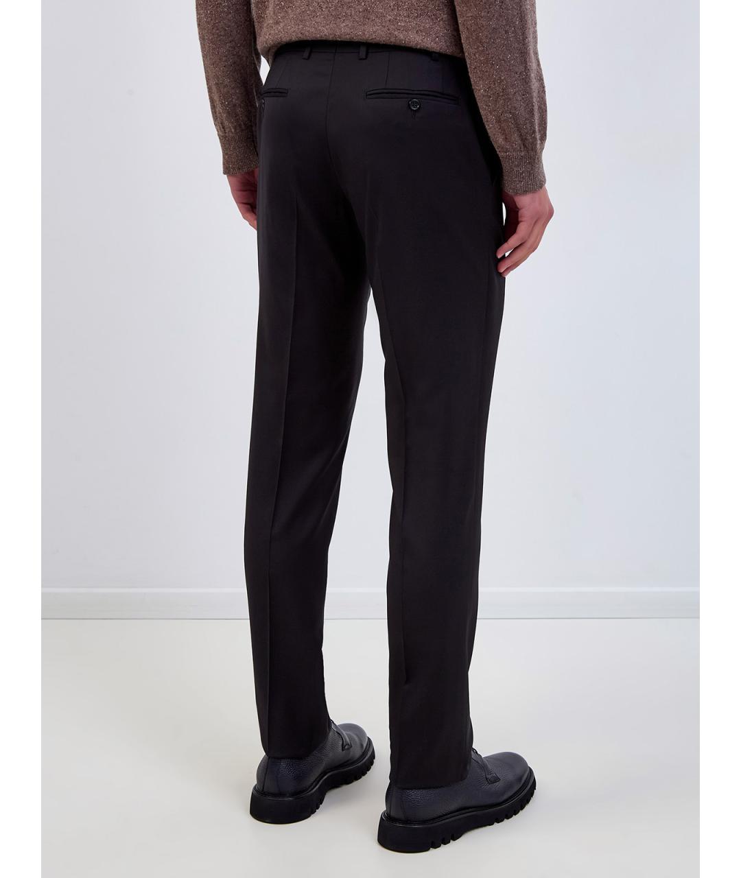 CANALI Черные шерстяные повседневные брюки, фото 4