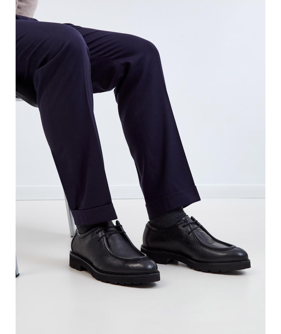 CANALI Черные кожаные низкие ботинки, фото 2