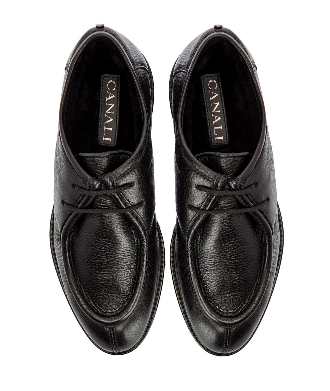 CANALI Черные кожаные низкие ботинки, фото 5