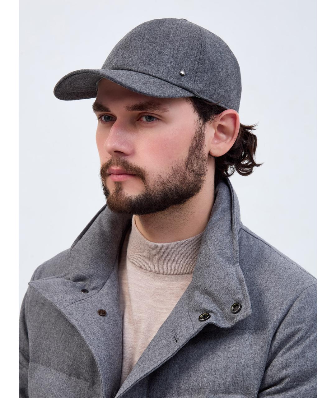 CANALI Серая шерстяная кепка/бейсболка, фото 2