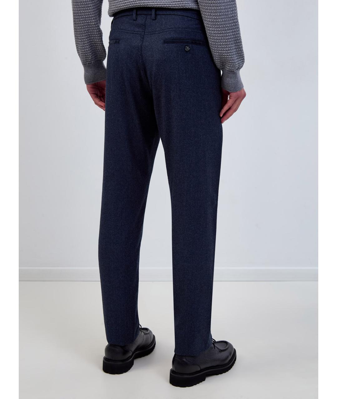 CANALI Синие шерстяные повседневные брюки, фото 4