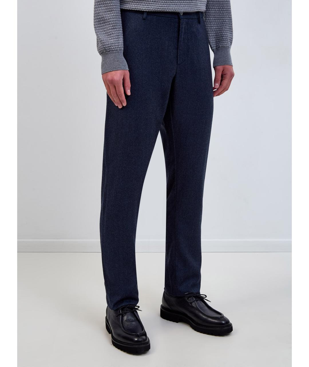 CANALI Синие шерстяные повседневные брюки, фото 3