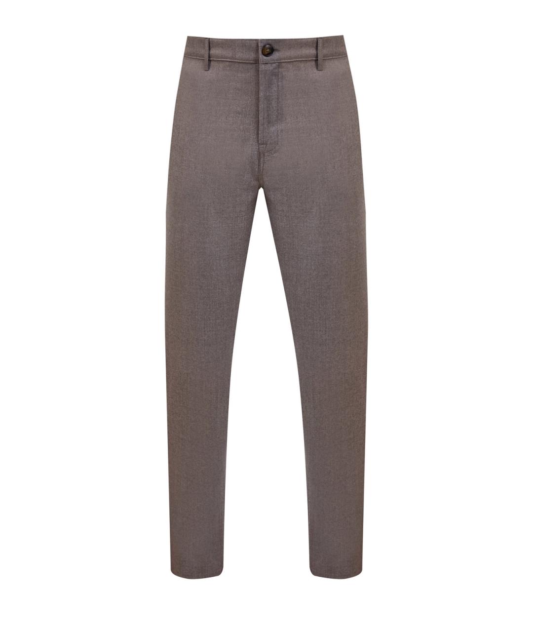 CANALI Коричневые шерстяные повседневные брюки, фото 1