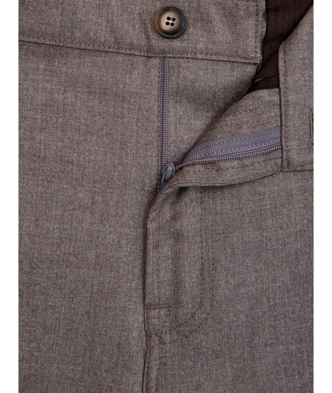 CANALI Коричневые шерстяные повседневные брюки, фото 6