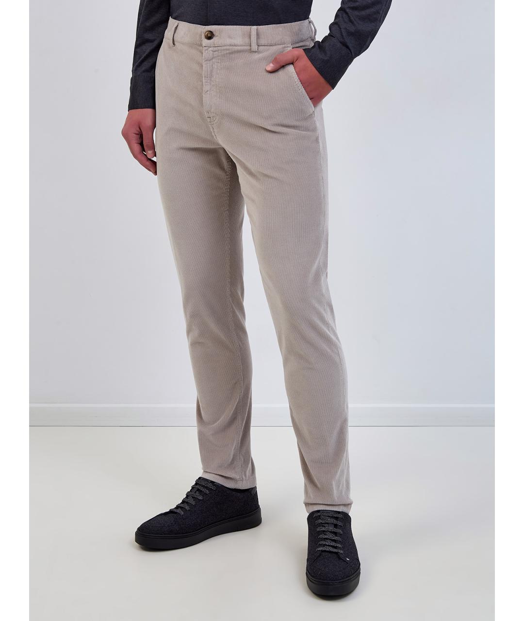 CANALI Бежевые хлопковые повседневные брюки, фото 3