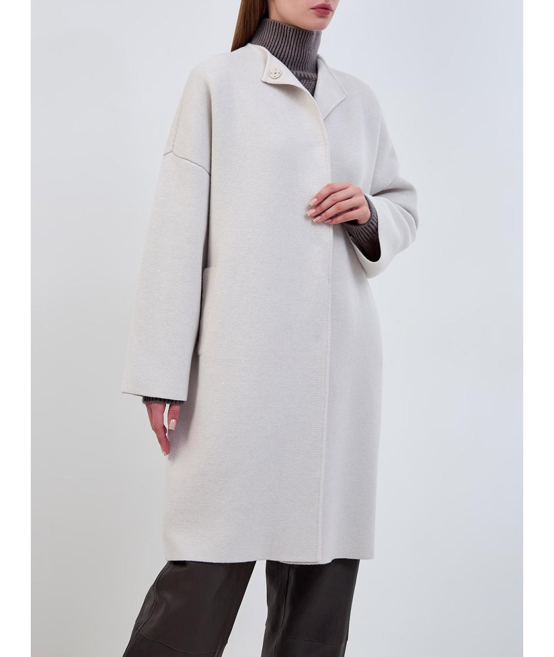 GENTRY PORTOFINO Белое кашемировое пальто, фото 3