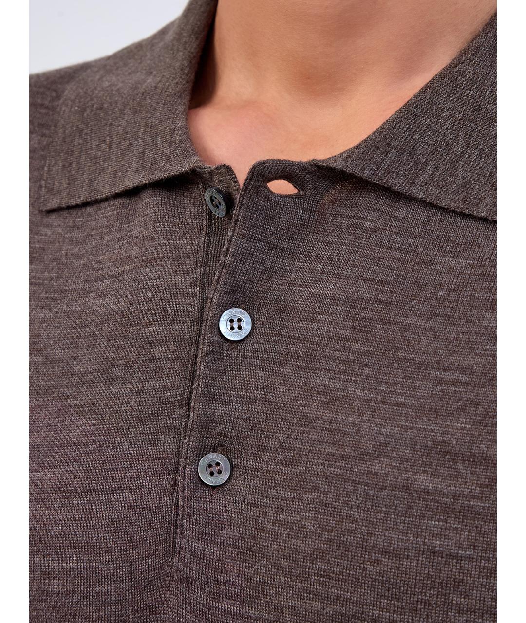 CANALI Коричневое поло с длинным рукавом, фото 3