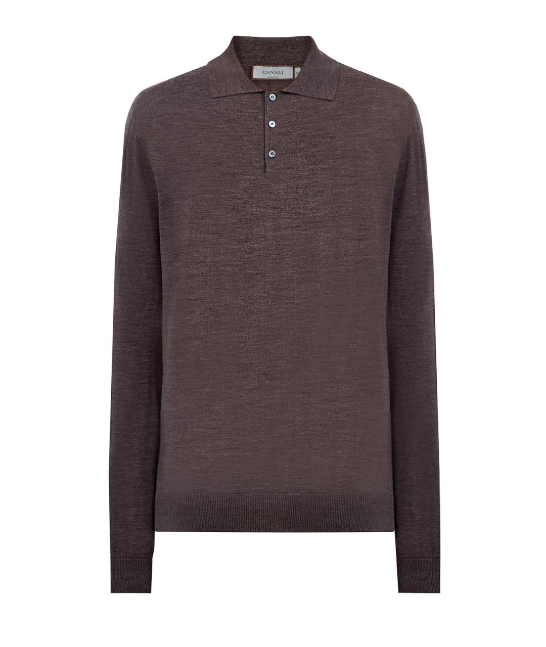 CANALI Коричневое поло с длинным рукавом, фото 1