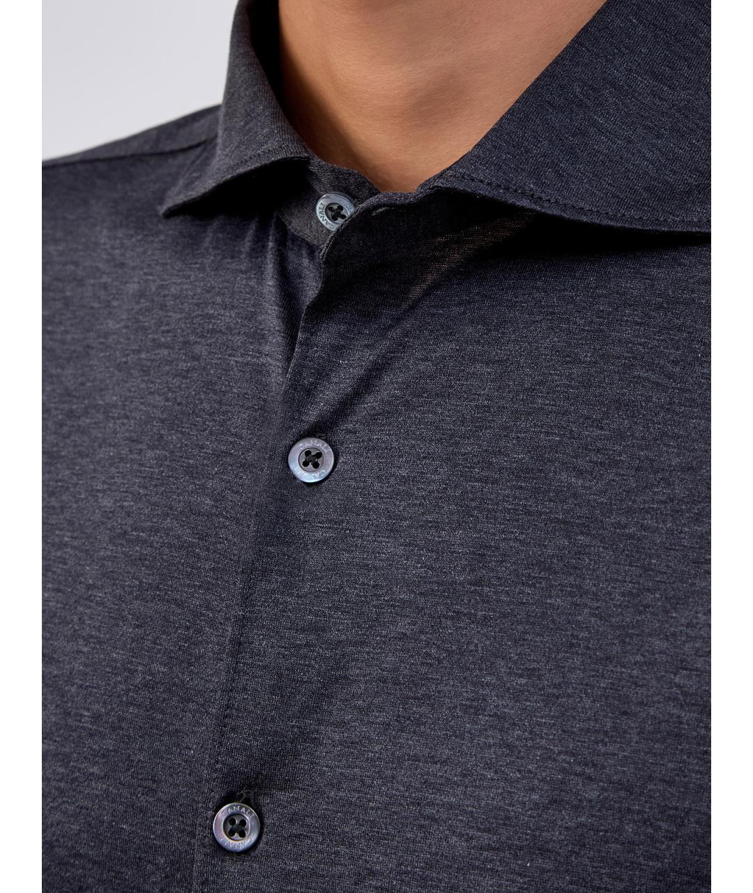 CANALI Серая хлопковая кэжуал рубашка, фото 3