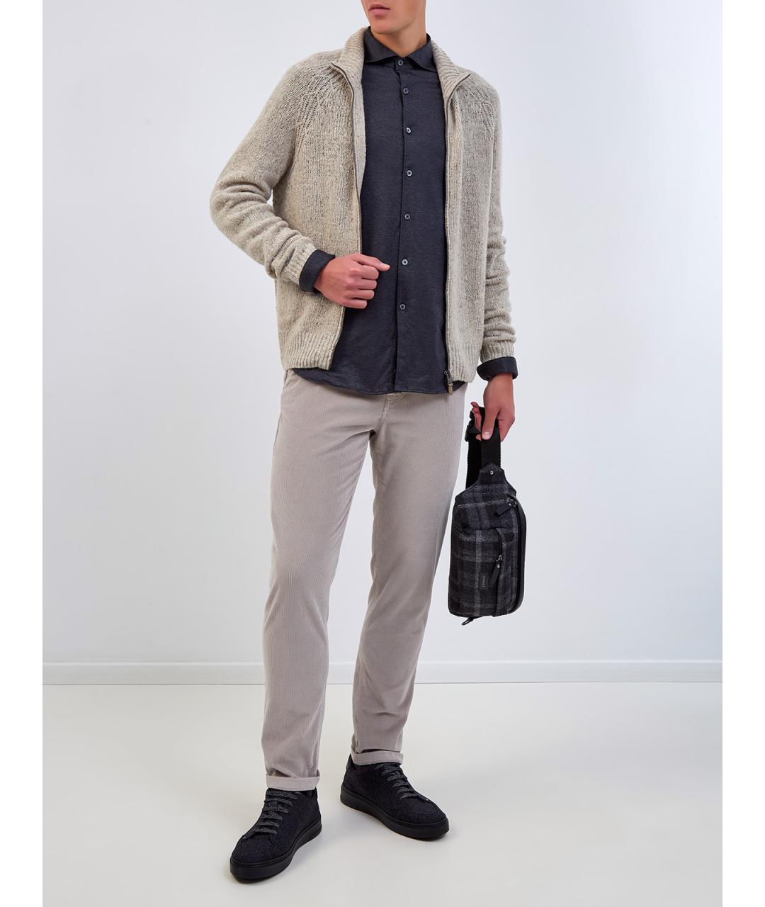 CANALI Серая хлопковая кэжуал рубашка, фото 2