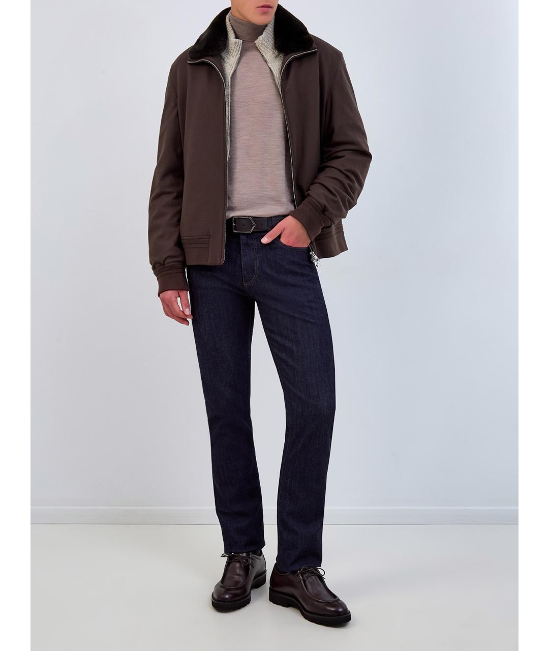 CANALI Синие хлопковые прямые джинсы, фото 2