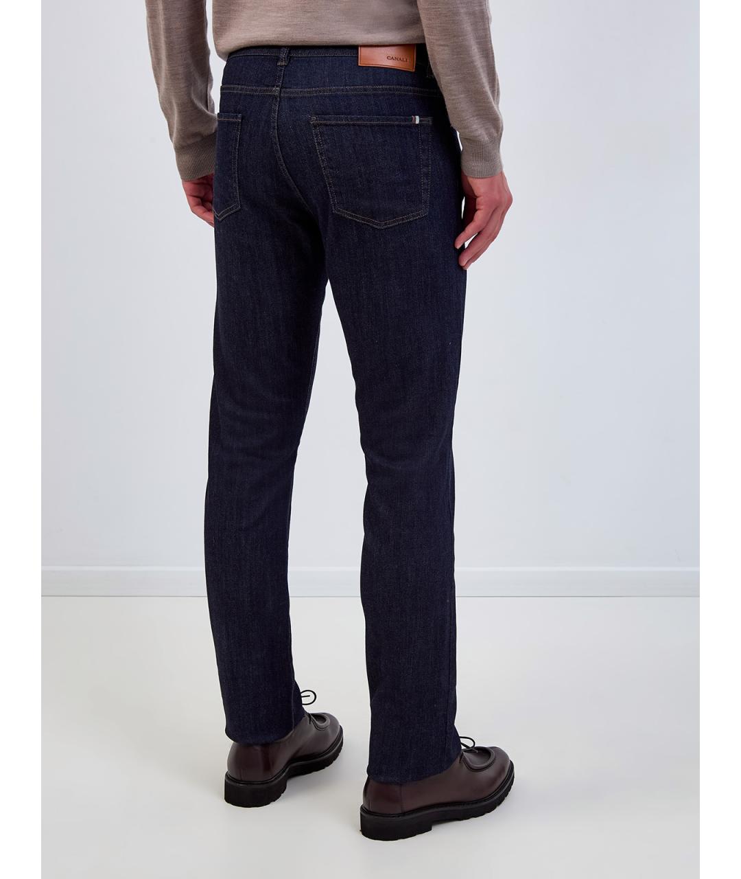 CANALI Синие хлопковые прямые джинсы, фото 4