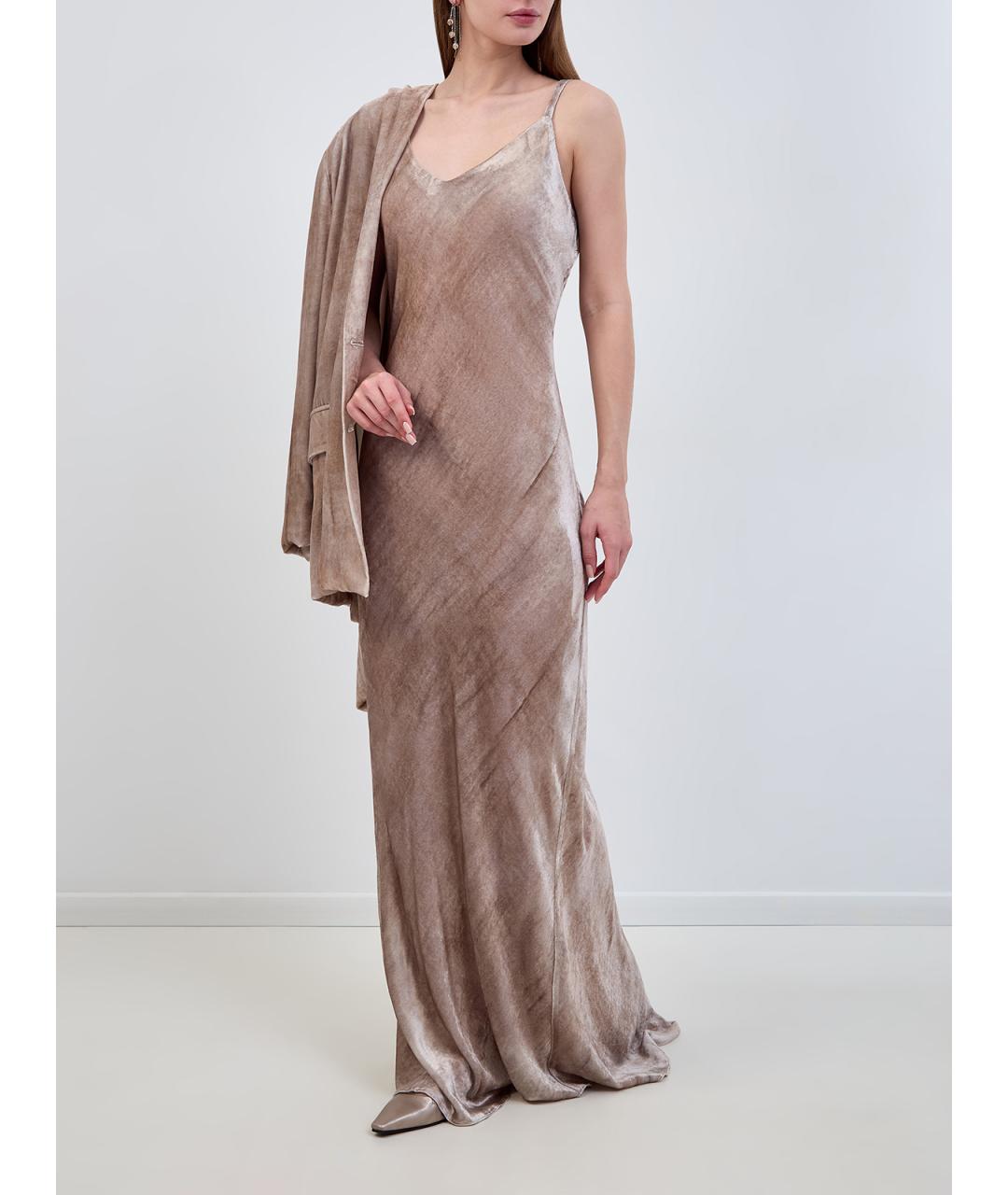 GENTRY PORTOFINO Бежевое вискозное коктейльное платье, фото 2