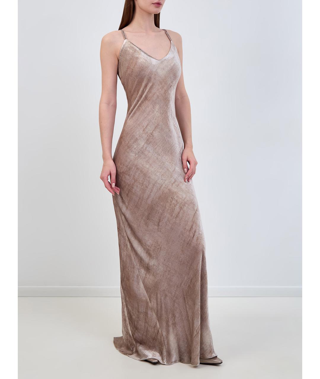 GENTRY PORTOFINO Бежевое вискозное коктейльное платье, фото 3