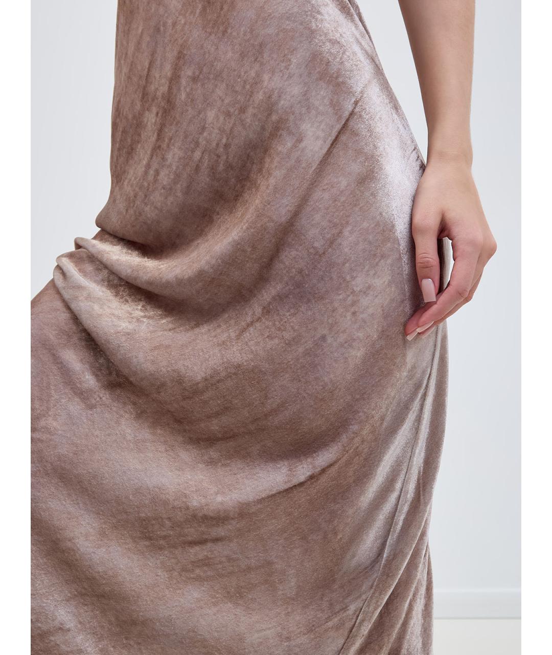 GENTRY PORTOFINO Бежевое вискозное коктейльное платье, фото 5