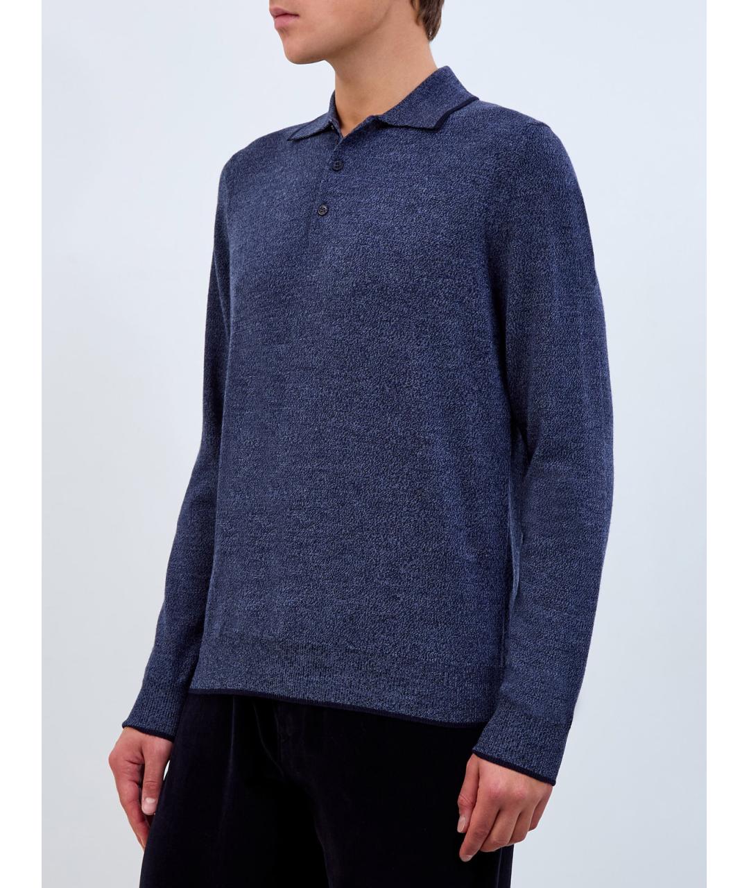 CANALI Синее поло с коротким рукавом, фото 3