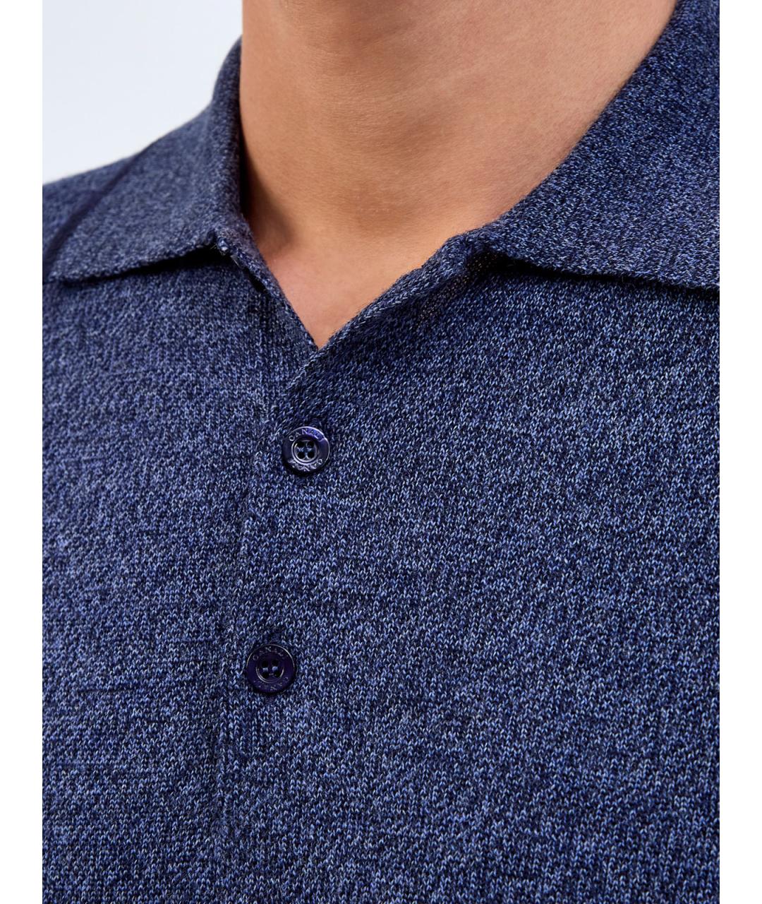 CANALI Синее поло с коротким рукавом, фото 5