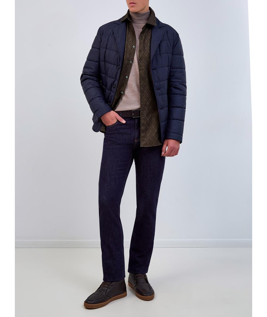 CANALI Синие хлопковые прямые джинсы, фото 2