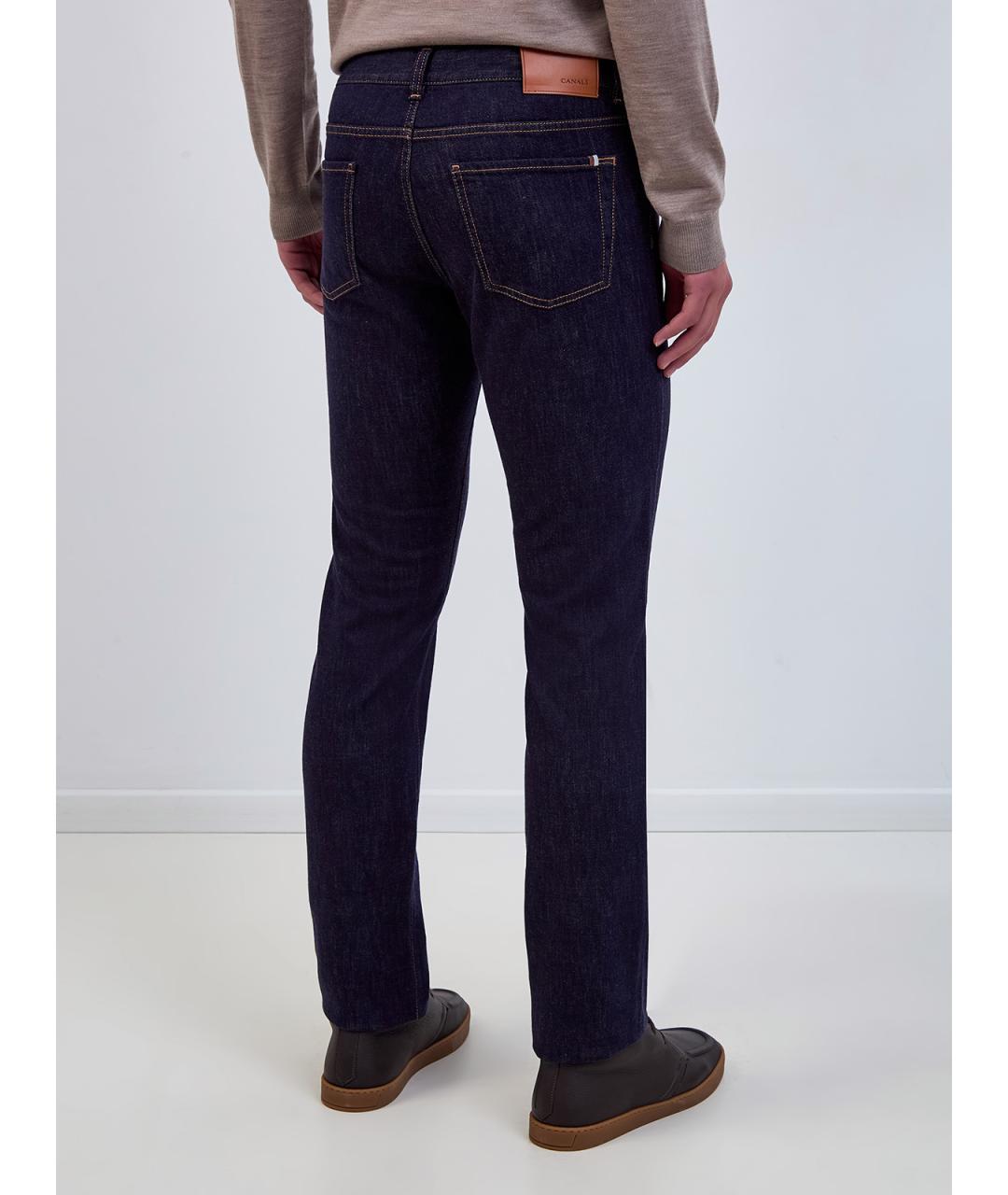CANALI Синие хлопковые прямые джинсы, фото 4