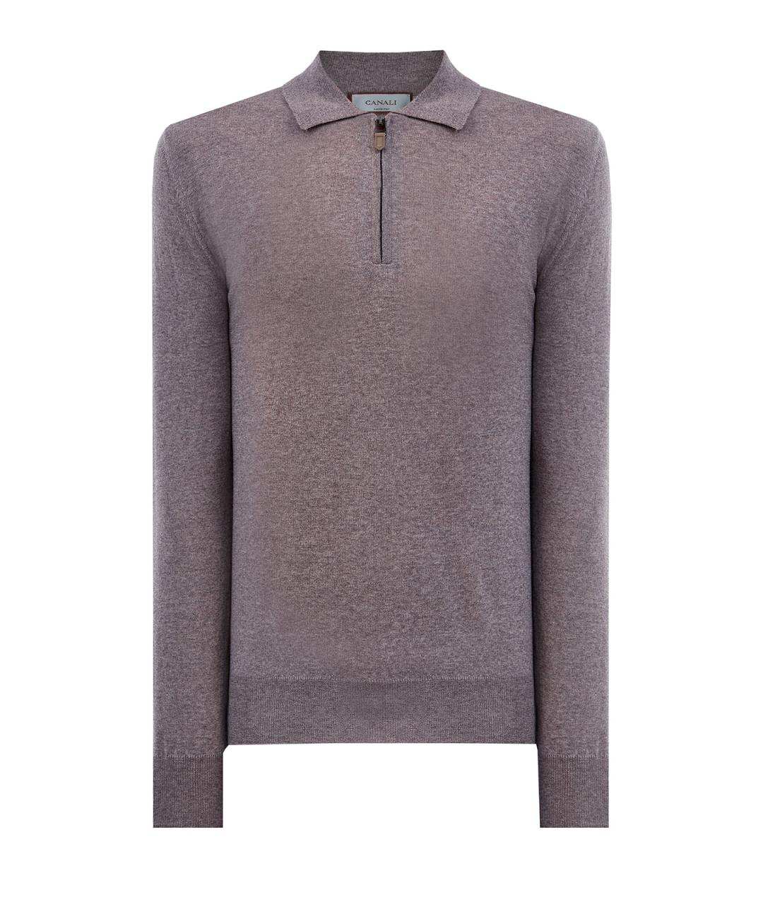 CANALI Коричневое поло с длинным рукавом, фото 1