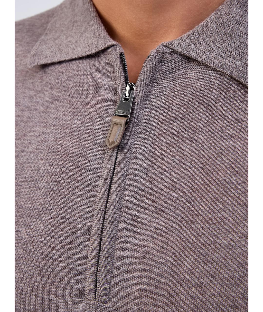 CANALI Коричневое поло с длинным рукавом, фото 5