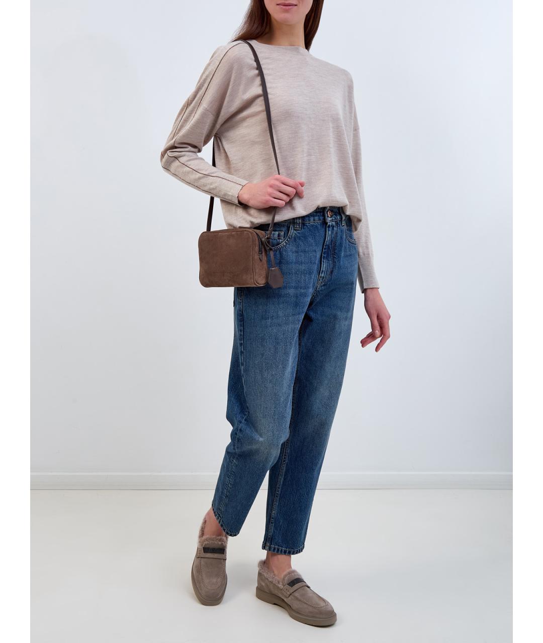 BRUNELLO CUCINELLI Синие хлопковые джинсы слим, фото 2