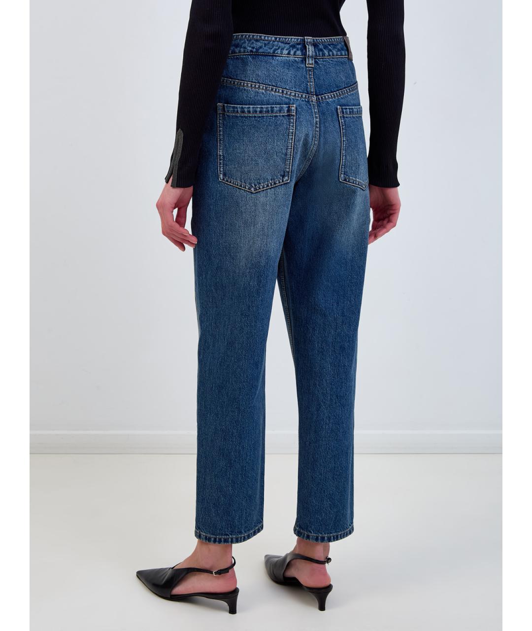 BRUNELLO CUCINELLI Синие хлопковые джинсы слим, фото 4