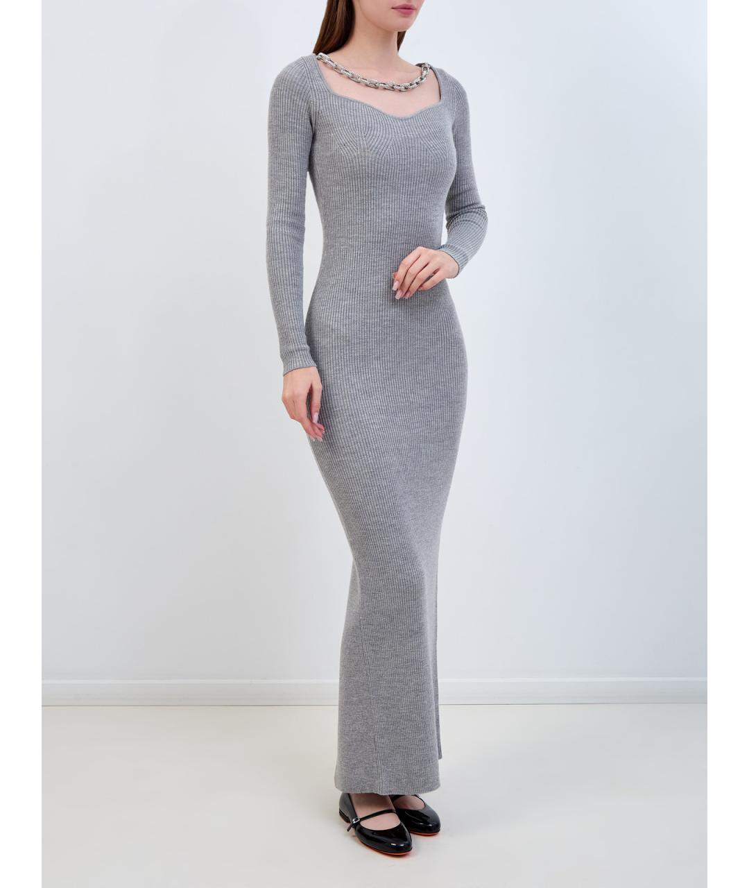 GIUSEPPE DI MORABITO Серое шерстяное повседневное платье, фото 3