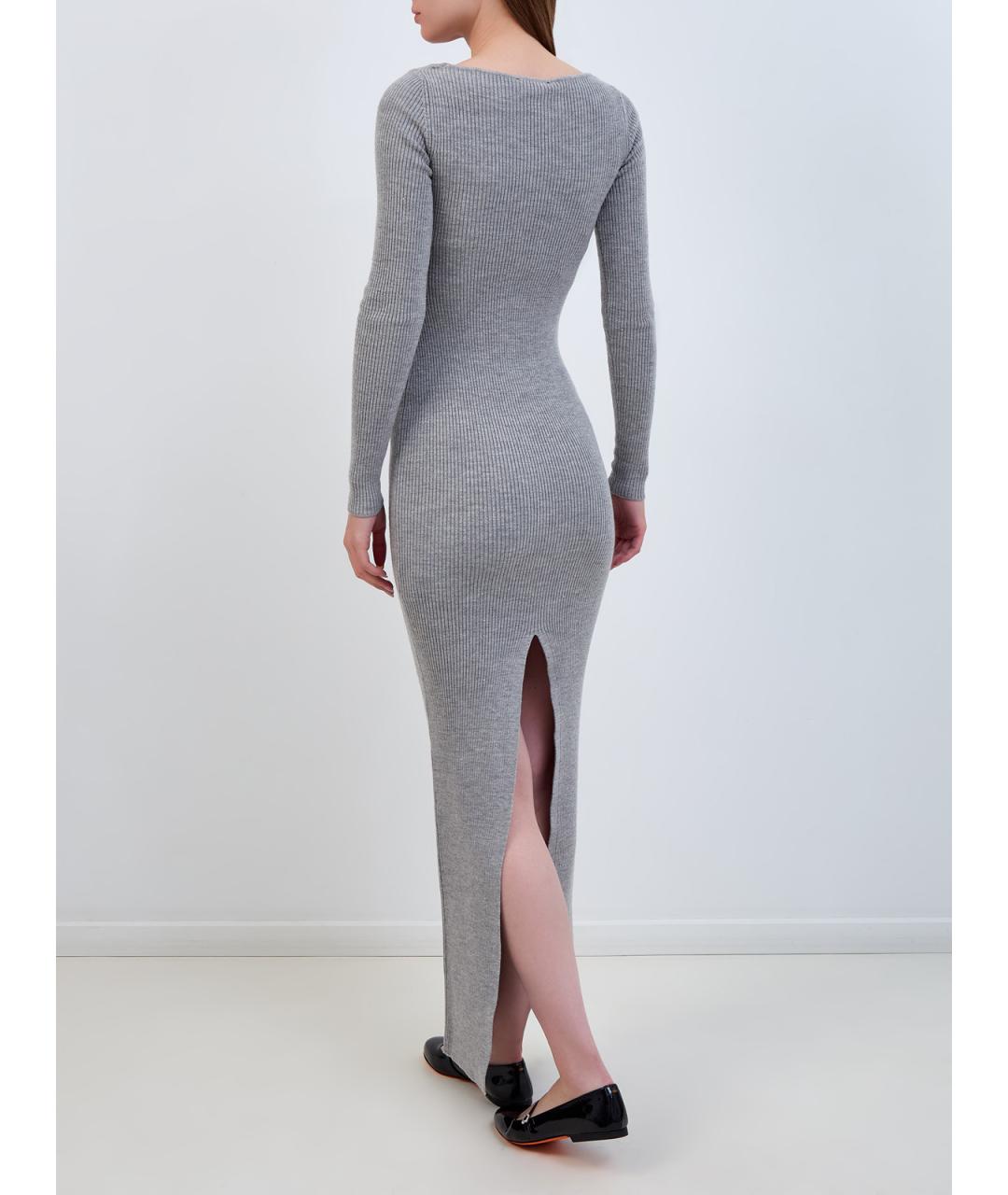 GIUSEPPE DI MORABITO Серое шерстяное повседневное платье, фото 4