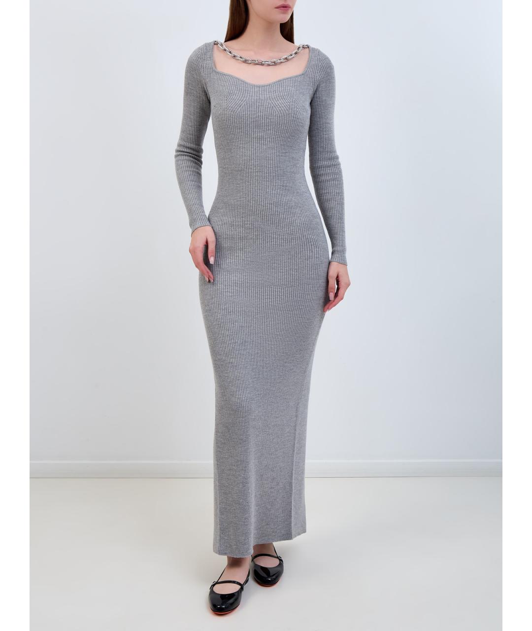 GIUSEPPE DI MORABITO Серое шерстяное повседневное платье, фото 2