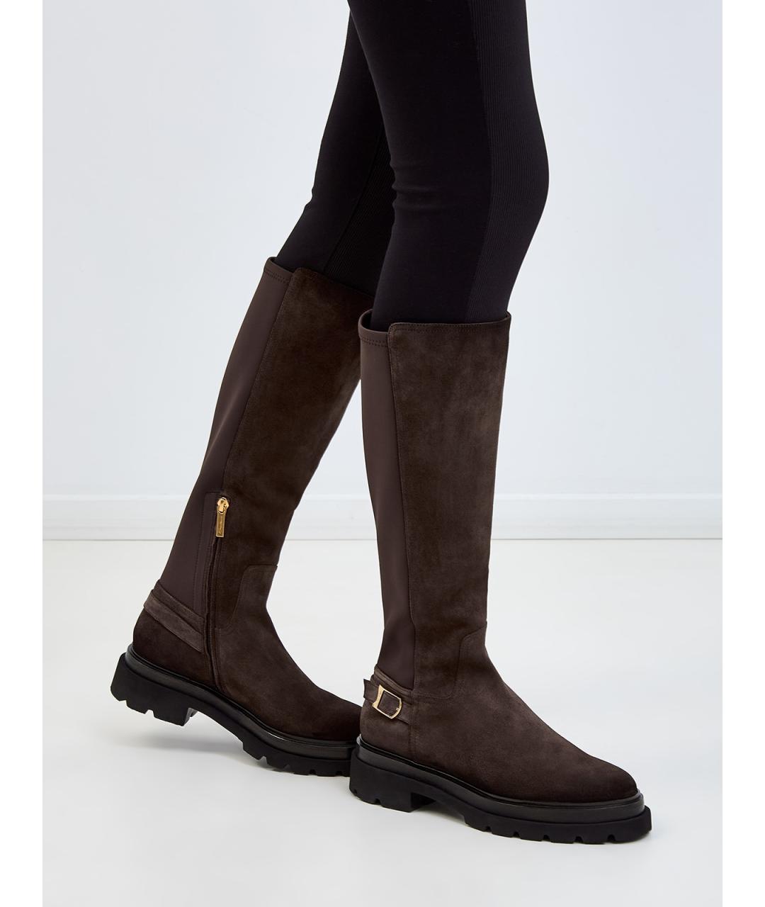 SANTONI Коричневые замшевые сапоги, фото 2