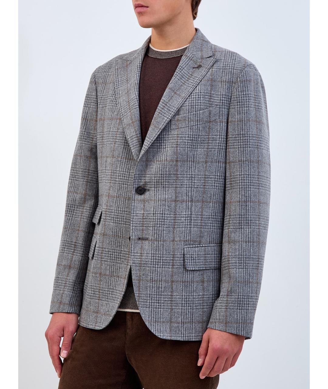 PESERICO Серый шерстяной пиджак, фото 3