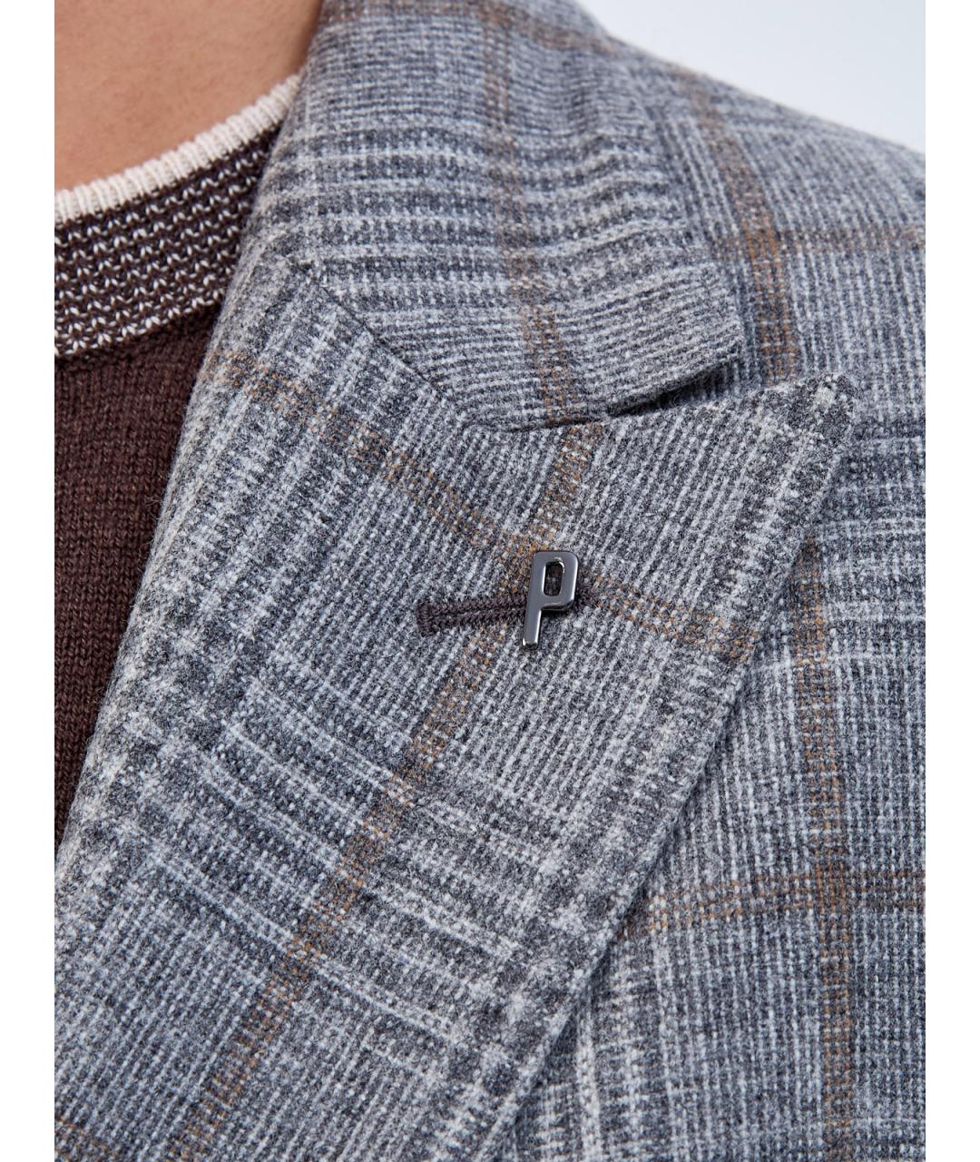 PESERICO Серый шерстяной пиджак, фото 5