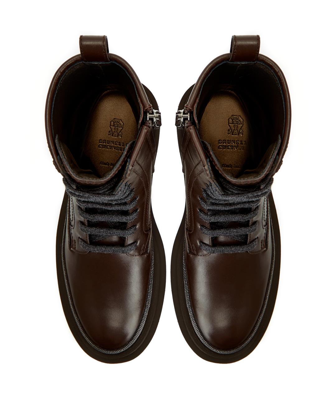 BRUNELLO CUCINELLI Коричневые кожаные ботинки, фото 6