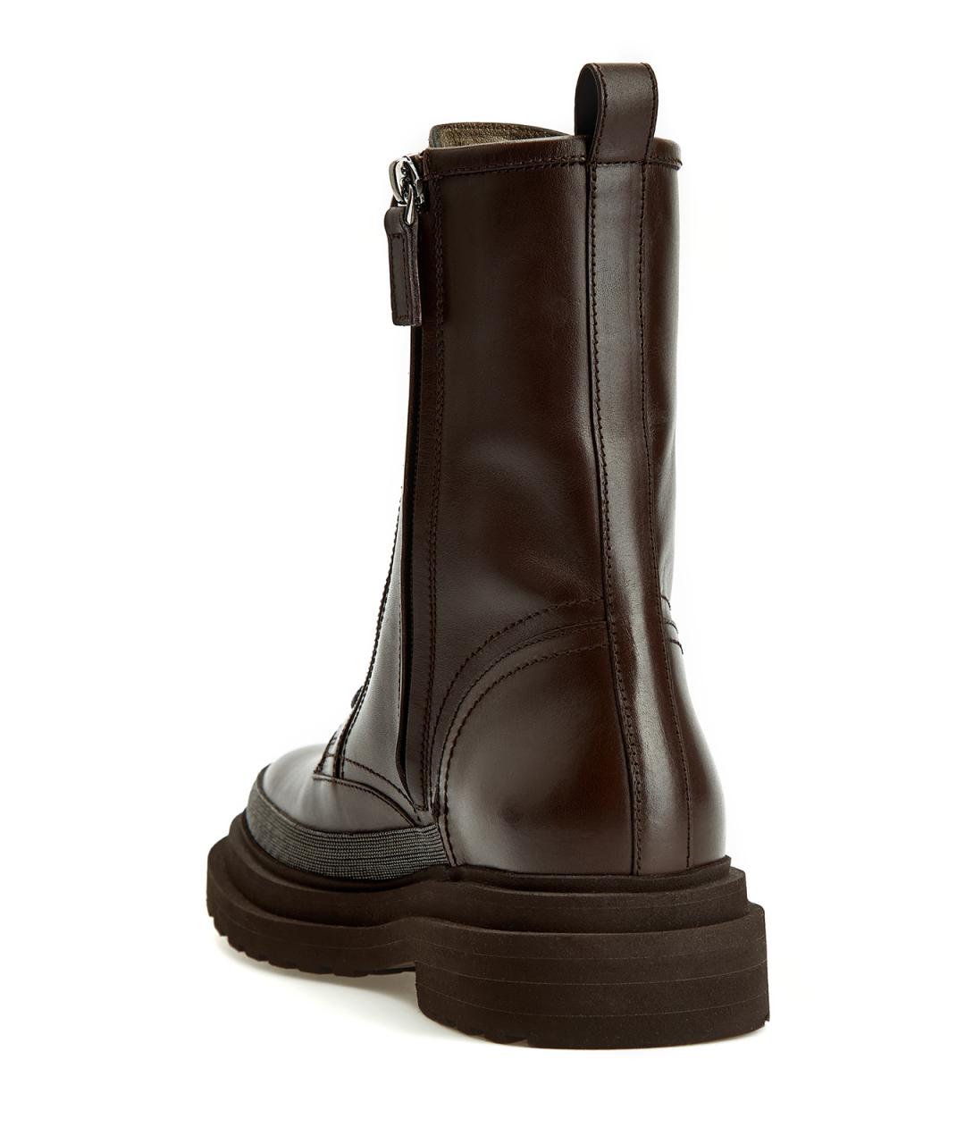 BRUNELLO CUCINELLI Коричневые кожаные ботинки, фото 4