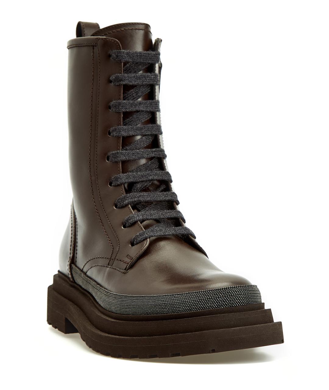 BRUNELLO CUCINELLI Коричневые кожаные ботинки, фото 3