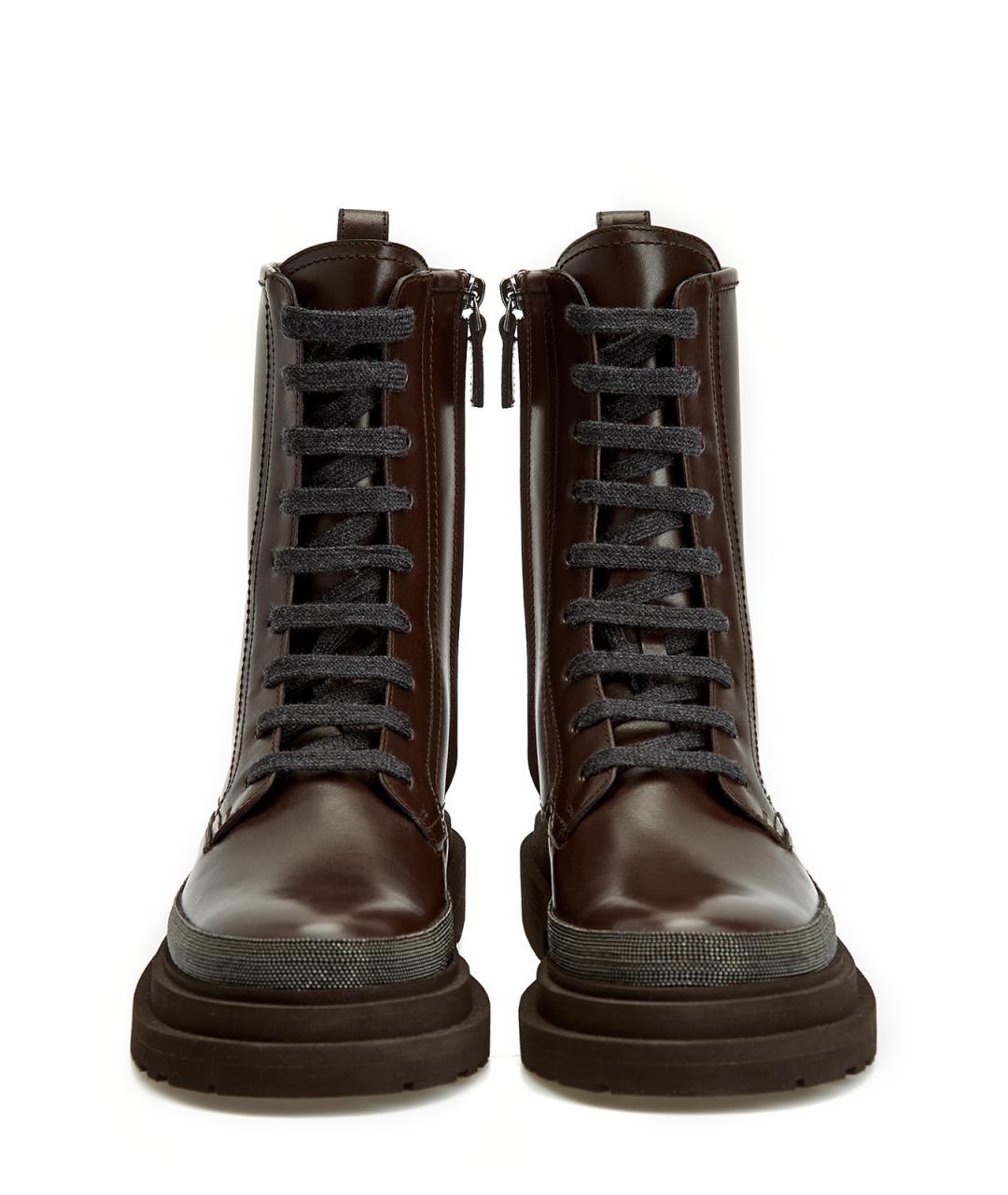 BRUNELLO CUCINELLI Коричневые кожаные ботинки, фото 5