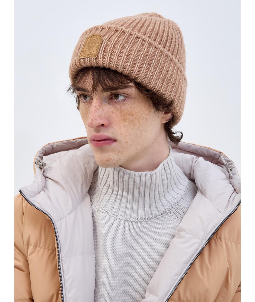 PARAJUMPERS Бежевая хлопковая шапка, фото 2
