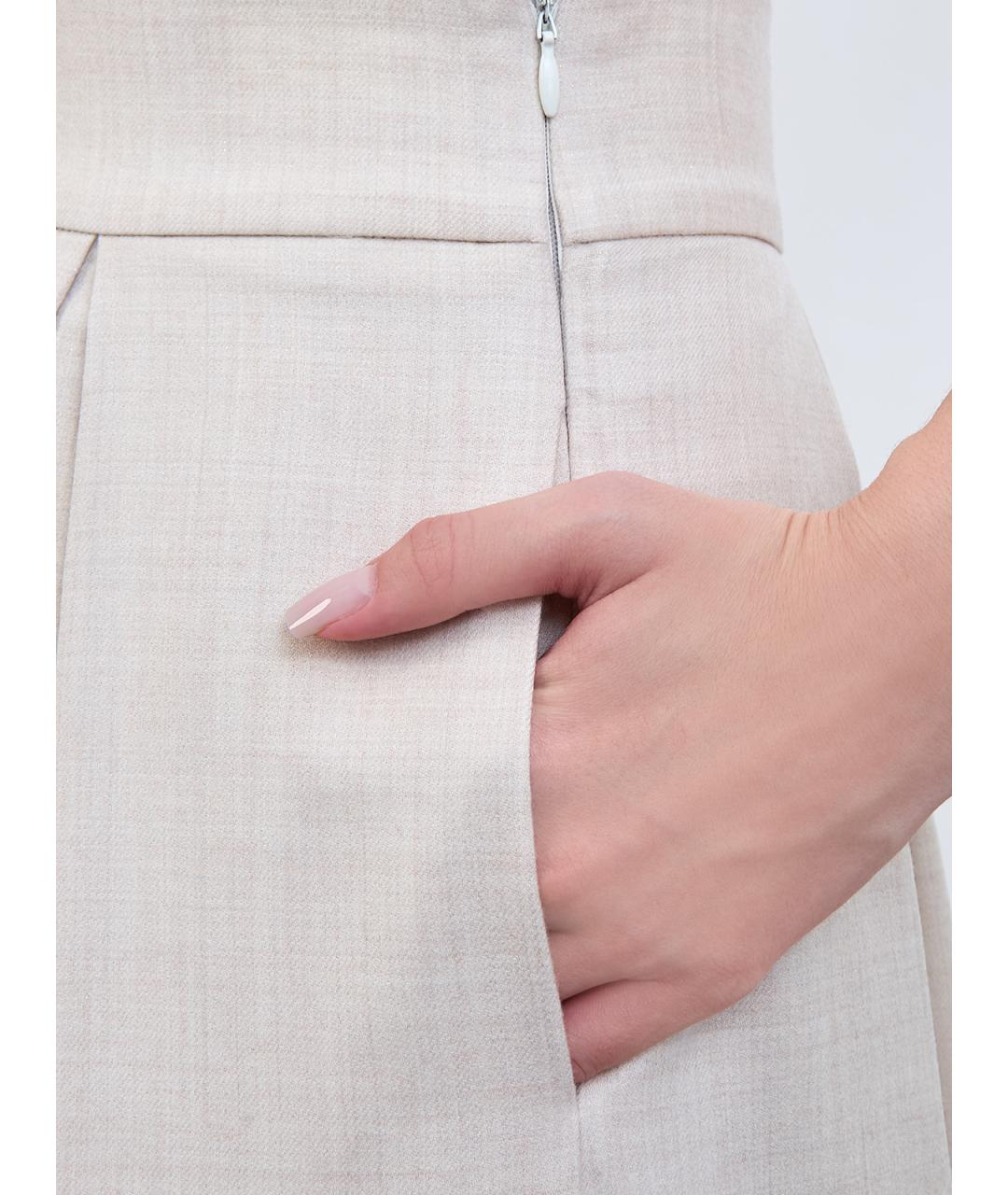 ELEVENTY Бежевая шерстяная юбка миди, фото 5