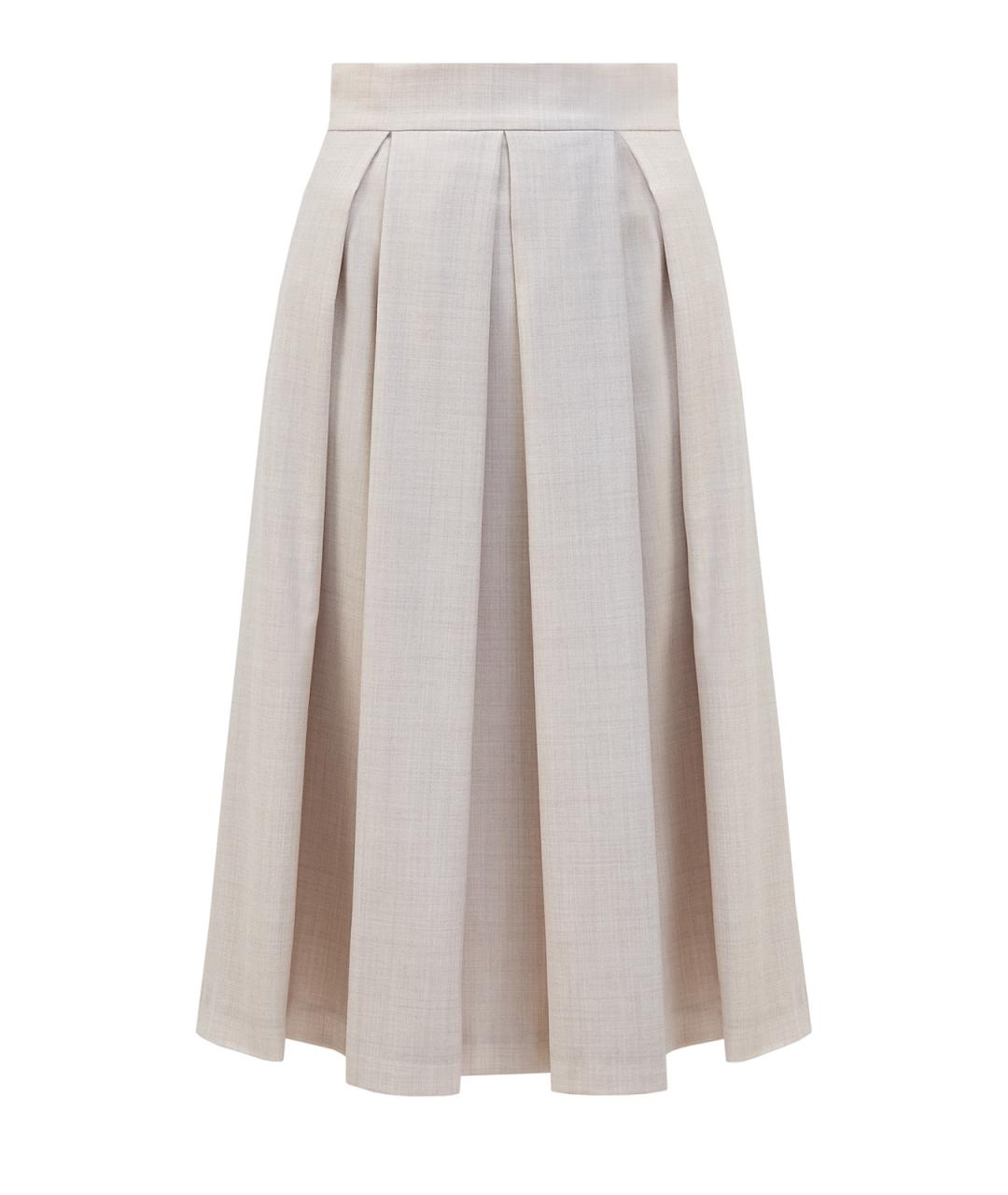 ELEVENTY Бежевая шерстяная юбка миди, фото 1