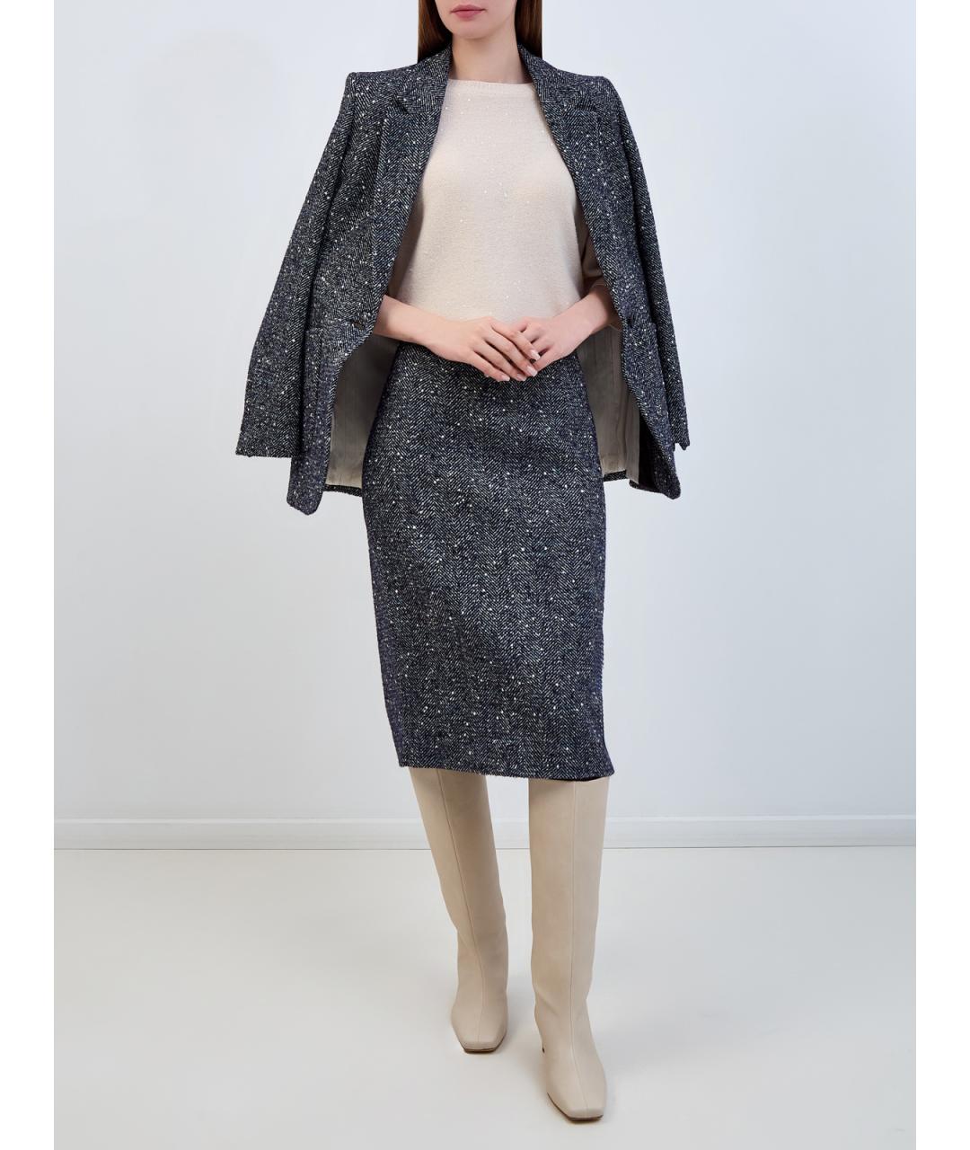 LORENA ANTONIAZZI Серая шерстяная юбка миди, фото 2