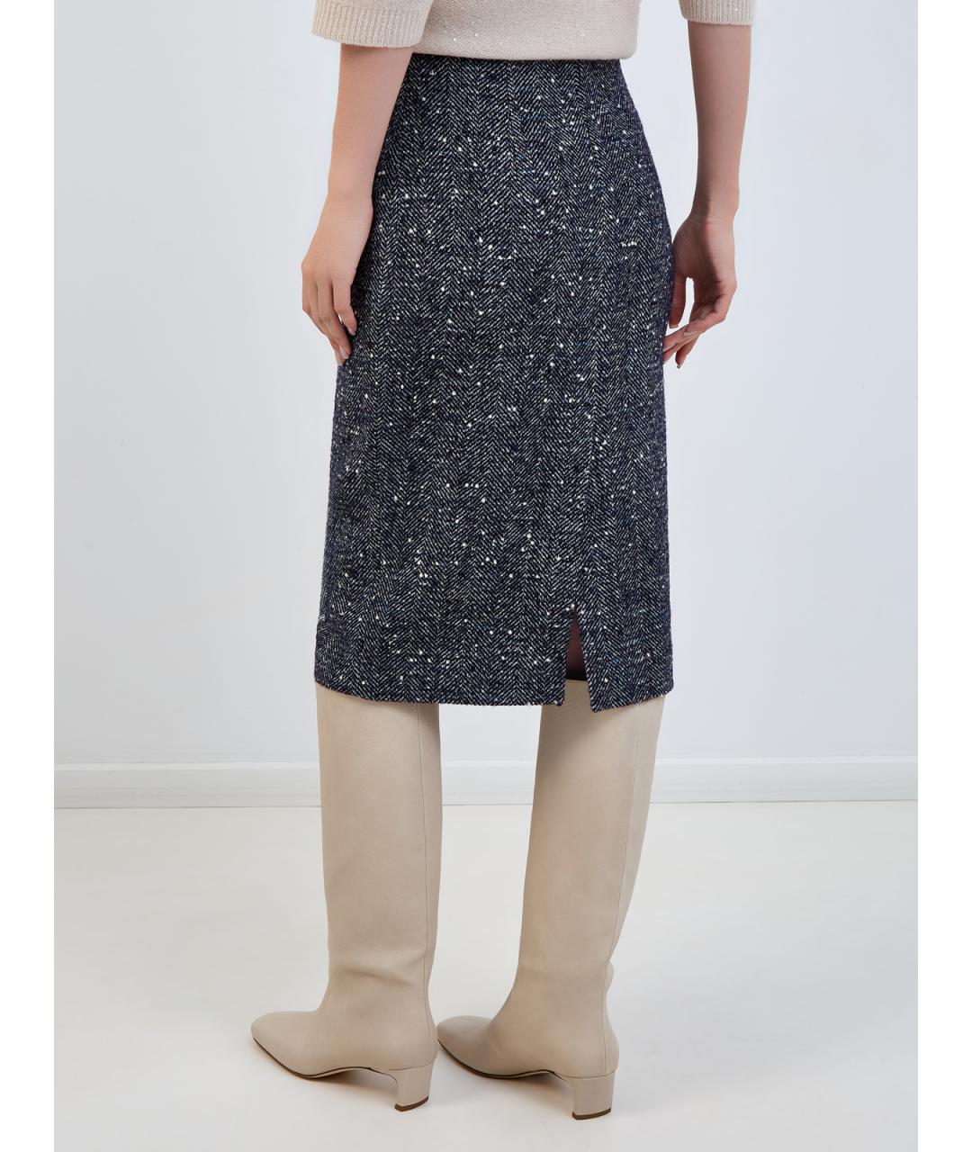 LORENA ANTONIAZZI Серая шерстяная юбка миди, фото 4