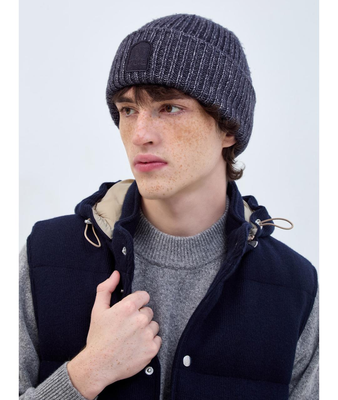 PARAJUMPERS Синяя хлопковая шапка, фото 2