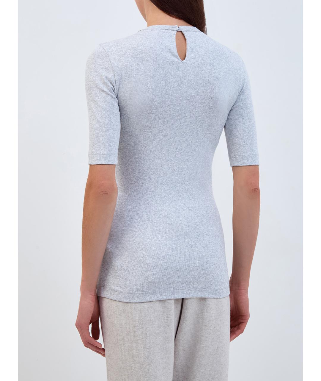 BRUNELLO CUCINELLI Серая хлопковая футболка, фото 4