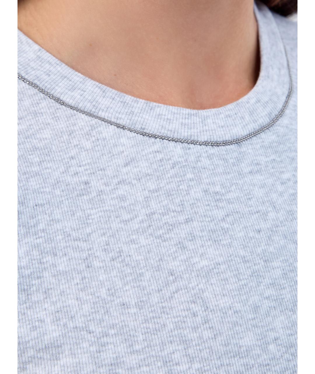 BRUNELLO CUCINELLI Серая хлопковая футболка, фото 5