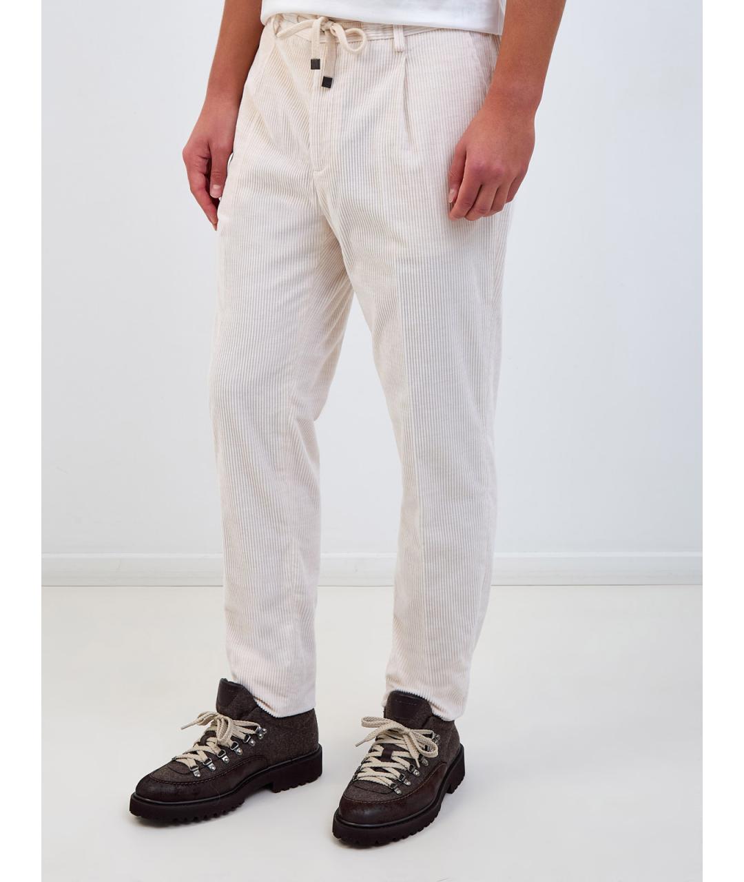 PESERICO Белые хлопковые повседневные брюки, фото 3