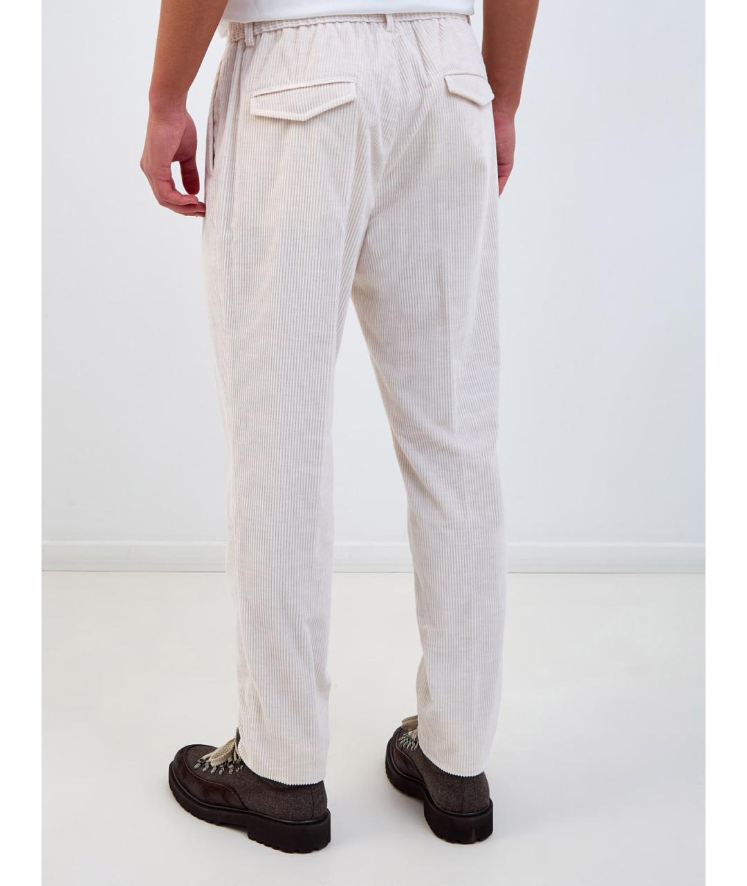 PESERICO Белые хлопковые повседневные брюки, фото 4